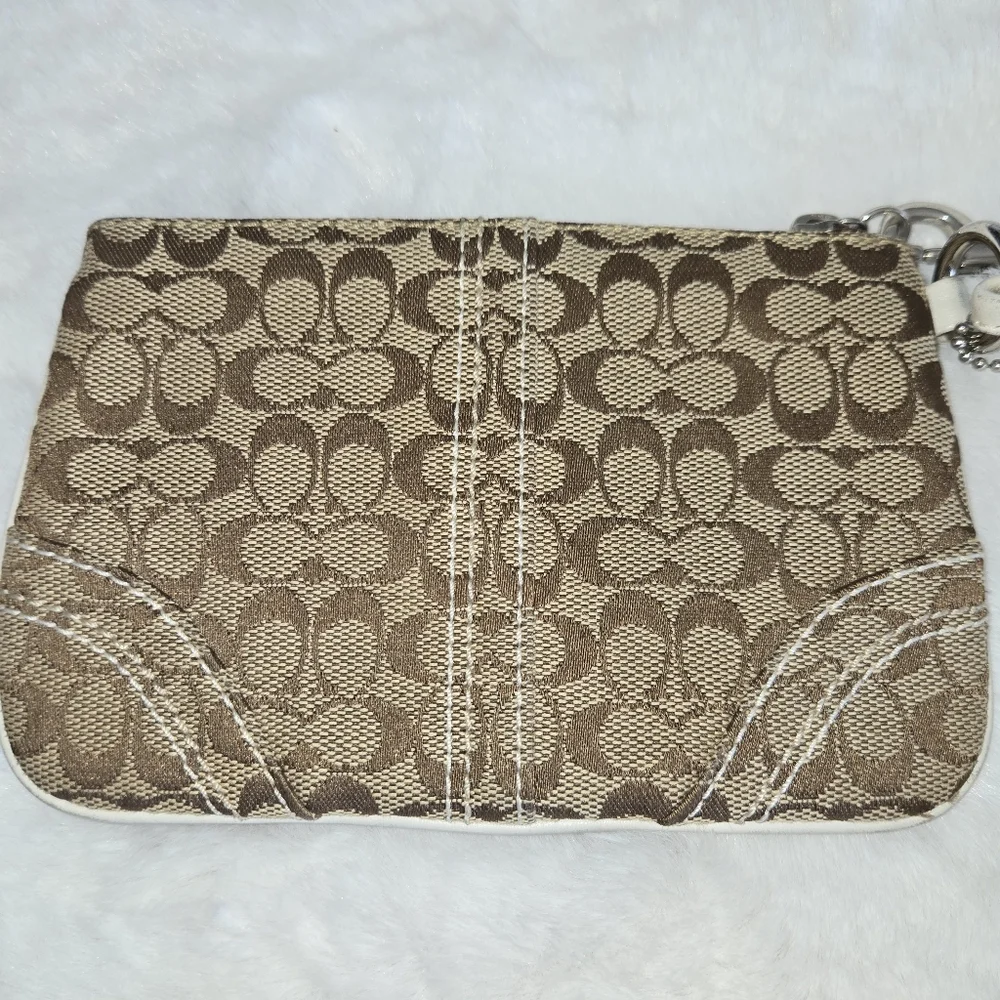 Coach Brown Canvas Signature Wristlet